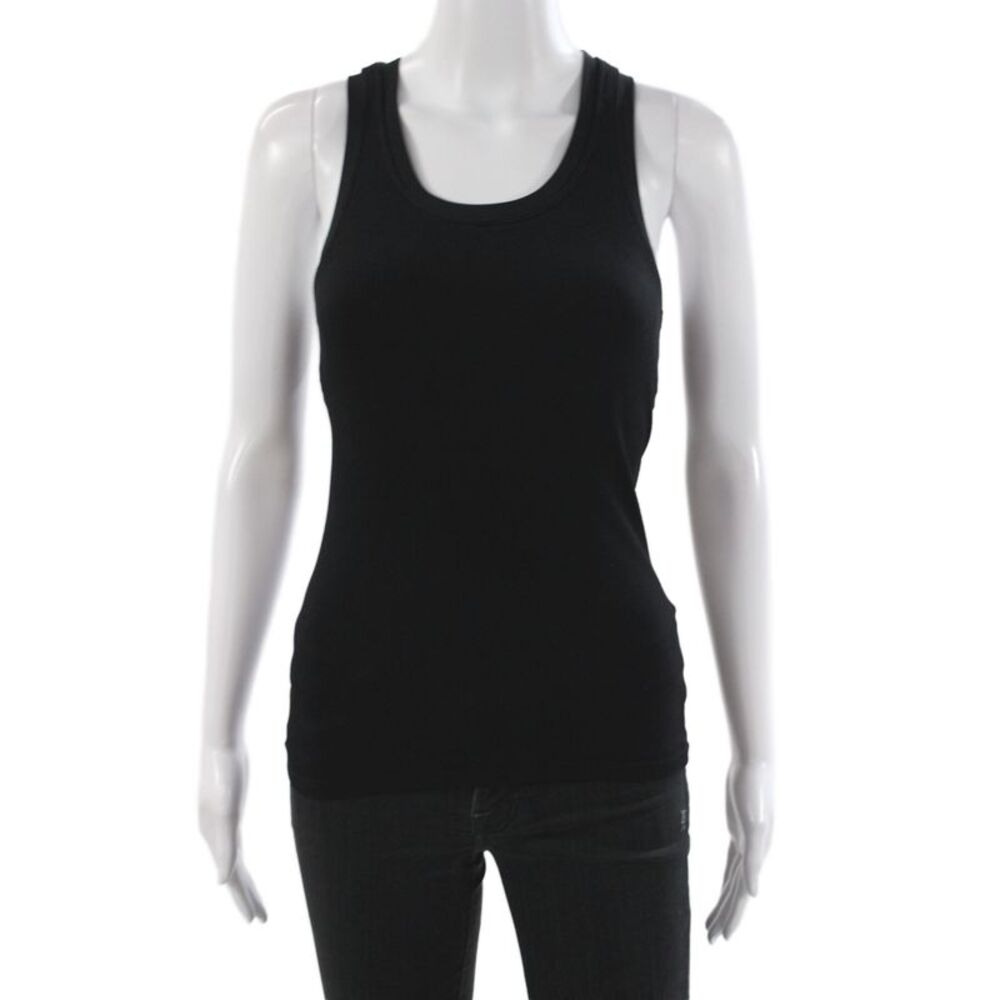 Bordeaux Women Black Scoop Neck Sleeveless Basic Tank 90% Nylon Size One Size